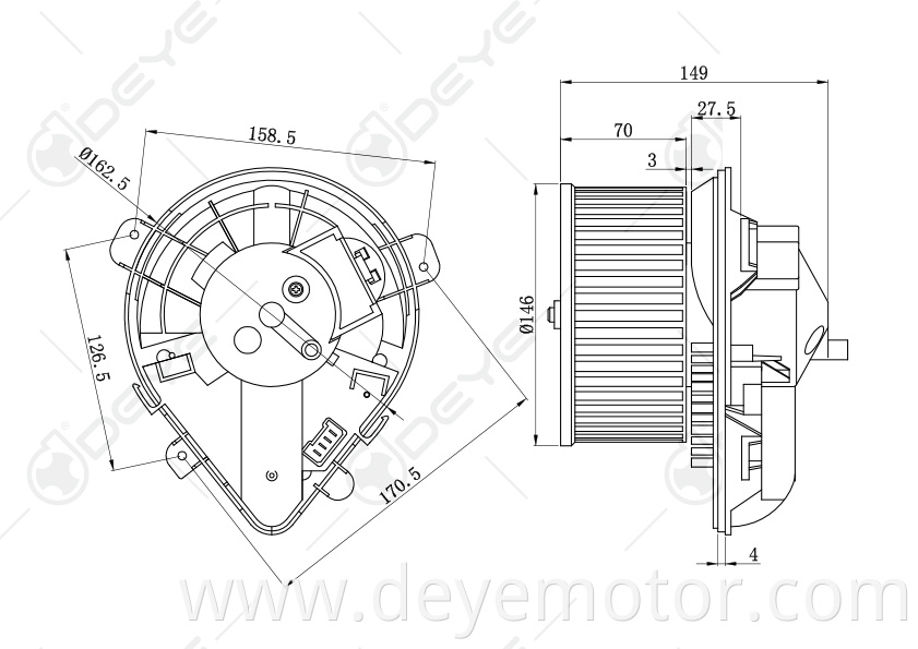 6441.E2 9566944380 12v dc motor blower for PEUGEOT 806 EXPERT CITROEN JUMPY FAIT SCUDO